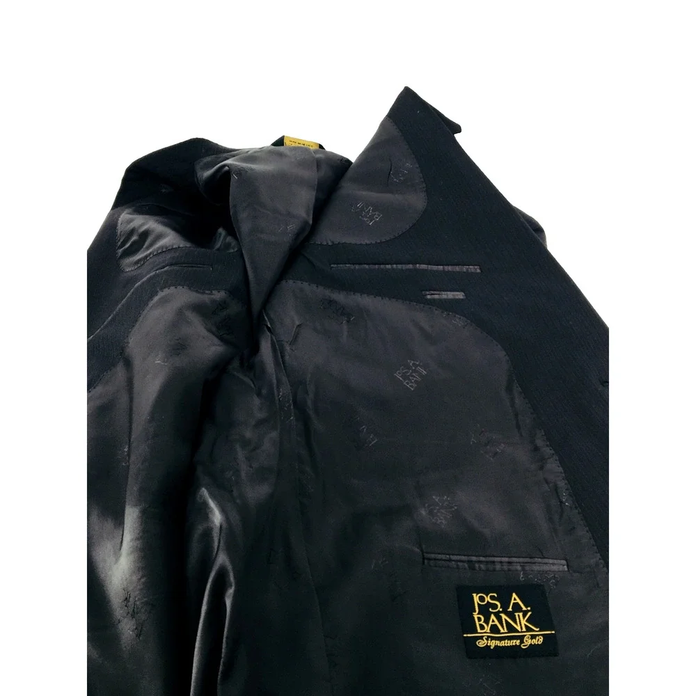 50XL Jos A Bank Signature Gold Mens Recent 2 Bttn 100% Wool Suit Black Pants 48